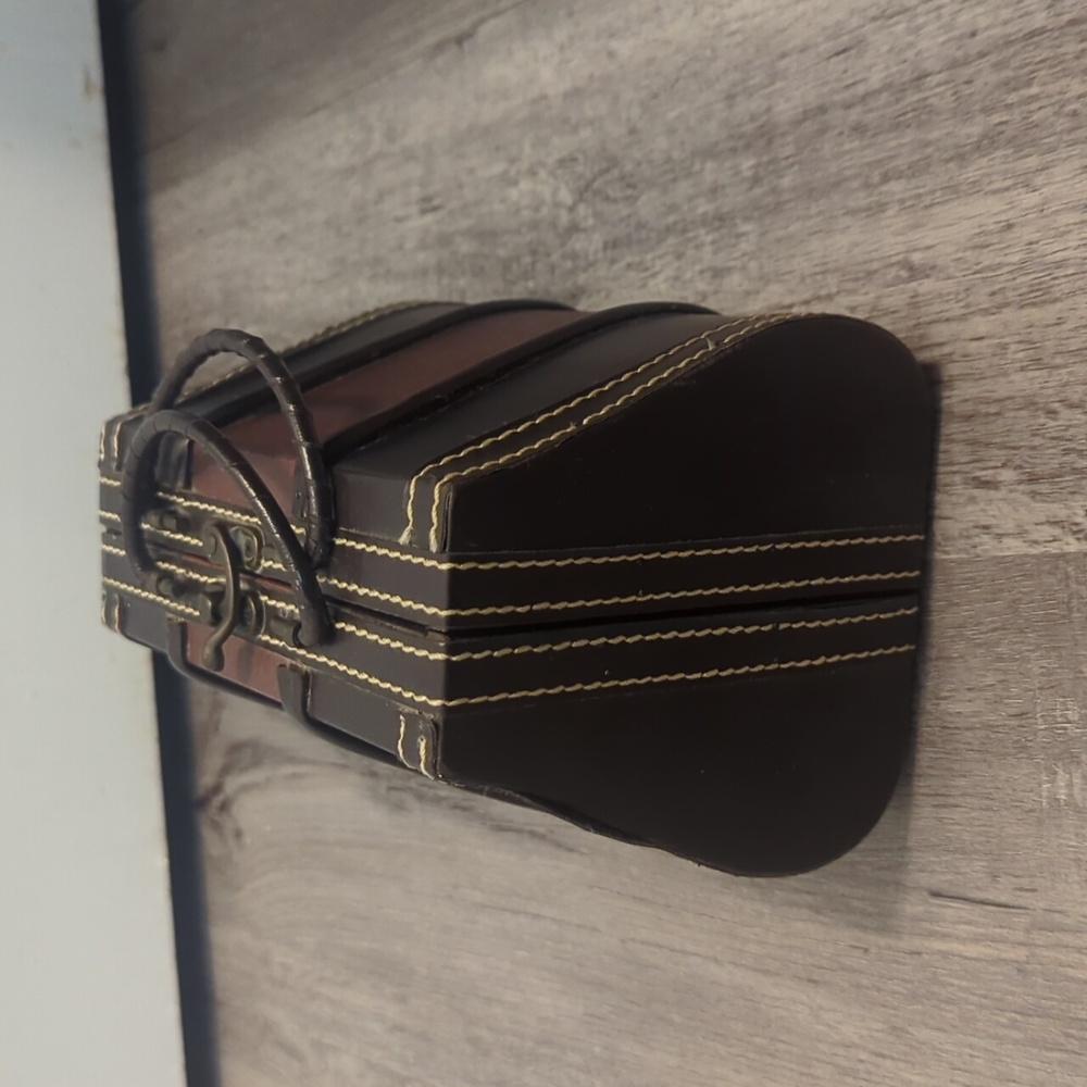 Super Cute Vintage Wood & Leather Purse - Picture 2 of 7
